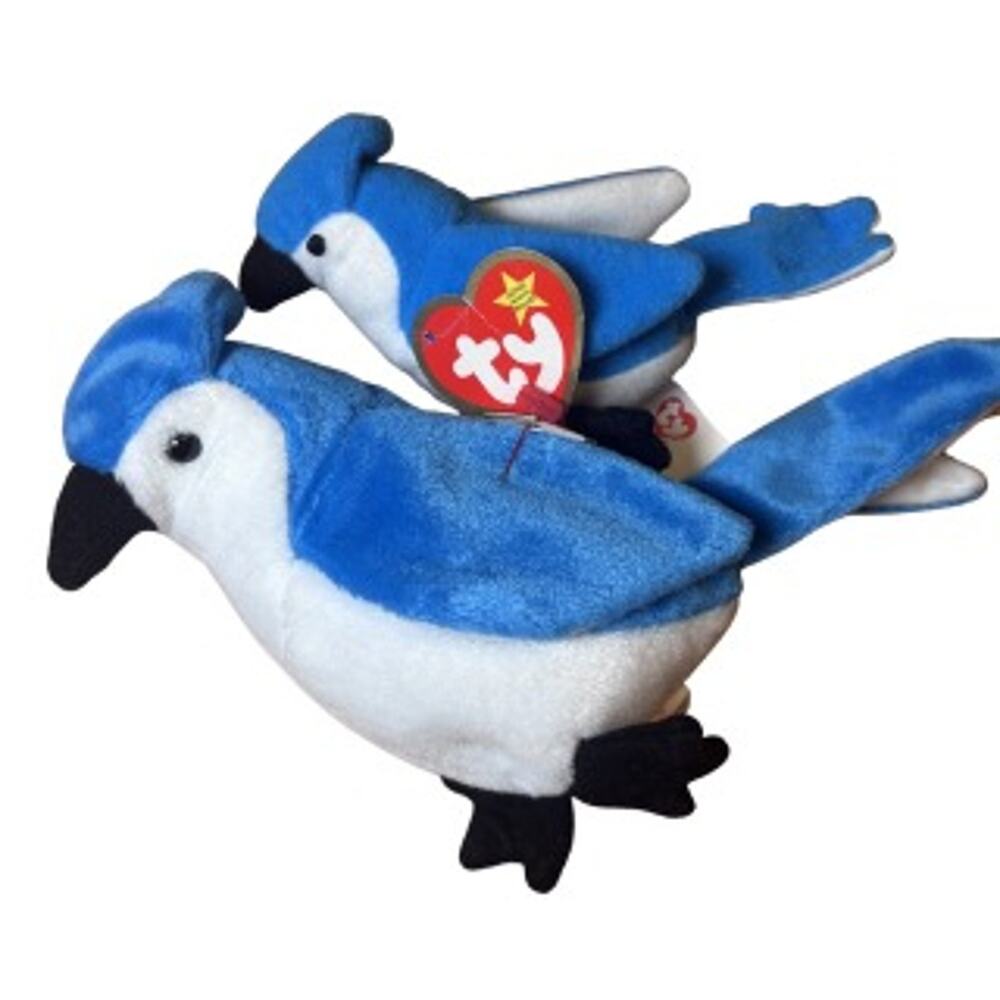 VTG 90s Ty Rocket Blue Jay Lot Beanie Baby Teenie Beanie w/ Tag Errors 2PK